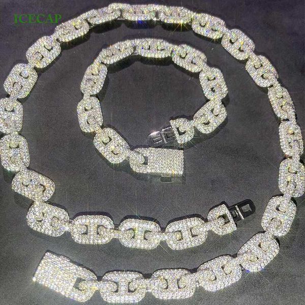 

customization pig nose cuban chain full iced out vvs moissanite diamond cuban link chain hiphop cuban necklace, Silver