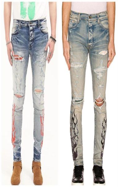 

plus size jeans mens ripped print 2022 new design european and american fashion hiphop style skinny casual trousers for teenagers8547178, Blue