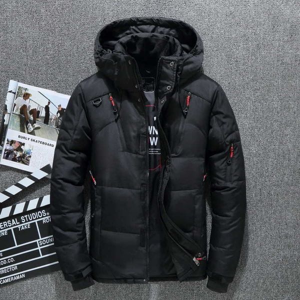 

short down jacket men's thickened winter new hooded black coat