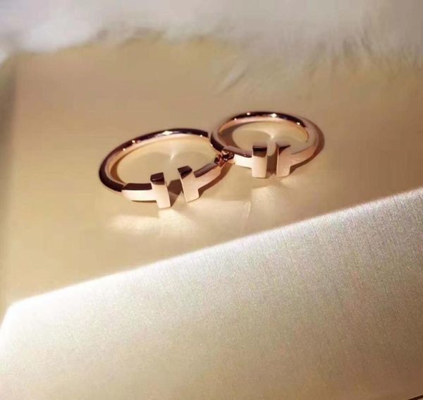 

fashionnew listing europe and america simple double t diamond ring s925 sterling silver t word opening diamond ring female8729012