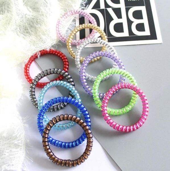 

telephone wire cord gum hair tie 65cm girls elastic hair band ring rope candy color bracelet stretchy scrunchy8553768, Slivery;white