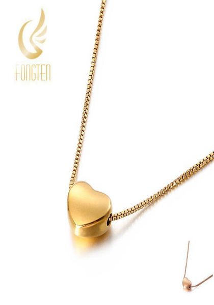 

pendant necklaces titanium steel love heart charm necklace for women box chain wedding4051546, Silver