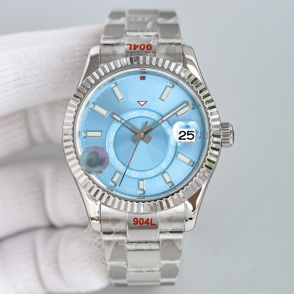 

Designer Men's Sky Resident Automatic Sapphire Waterproof Business Watch Automatic Calendar 24H Function Decoration Sky Watch Stainless Steel Glow Fashion Case