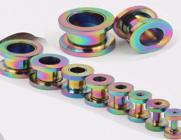 

stainless steel 100pcslot f05 screw rainbow ear flesh tunnel piercing body piercing jewelry5981953, Silver