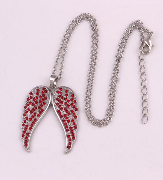 

creative fashion pendant stainless steel link chain crystal silver angel wings necklace for women summer jewelry gift7601651