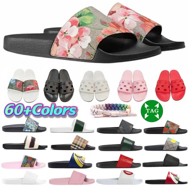 

2023 designer slides mens women slippers summer sandal beach slide flat platform ladies home fashion shoes flip flops striped tiger bee caus, Black