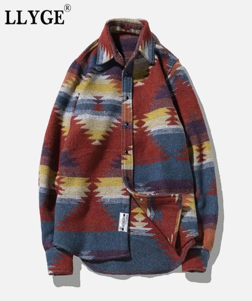 

flannel woolen mens folkcustom shirt spring vintage pattern long sleeve men shirts 2019 casual man streetwear plus size 5xl8262429, White;black