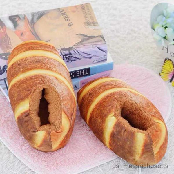 

slipper simulation bread slippers personality creative toast bread winter bag root lazy home couple ladies cotton slippers r230815, Black;grey