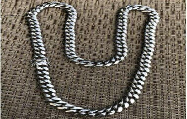 

12mm mens miami cuban link chain stainless steel heavy 14k gold plated hip hop9921078, Silver