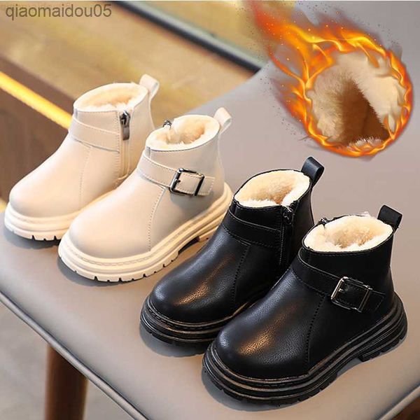 

sneakers winter boots children's new fashion warm fur ankle boots boys and girls platform shoes zippered solid round toe boots children, Black;red
