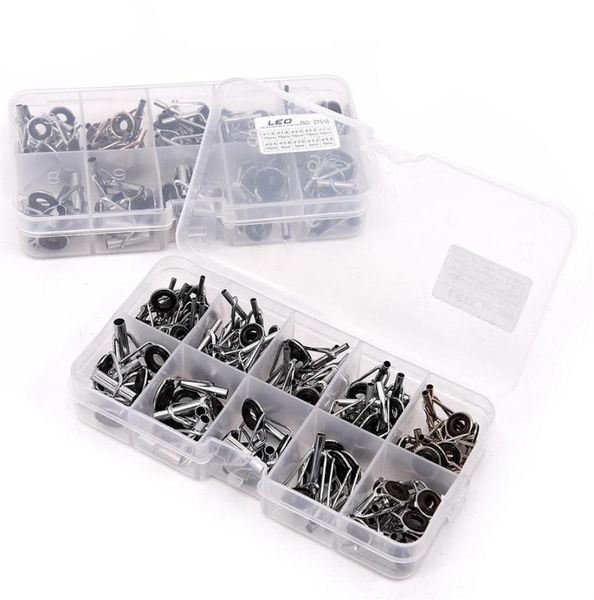 

80pcs rings fishing rod guide tip set repair kit diy eye rings for fishing rods stainless steel frames with box fishing tackle214f6959624