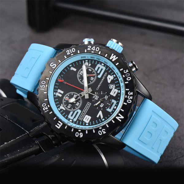 

44mm fashion watch rubber quartz endurance pro reloj hombre red white black trendy sopt watchband chronograph classical designer watch all d, Slivery;brown