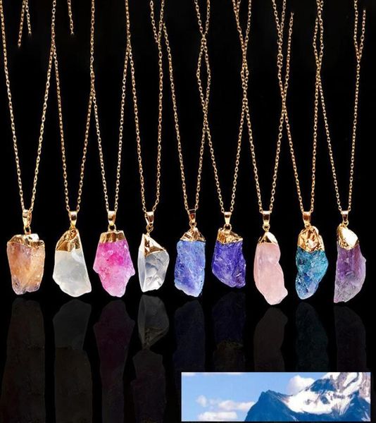 

crystal quartz healing point chakra bead natural gemstone necklace original pendant women men jewelry plated gold chains statement7669660, Silver