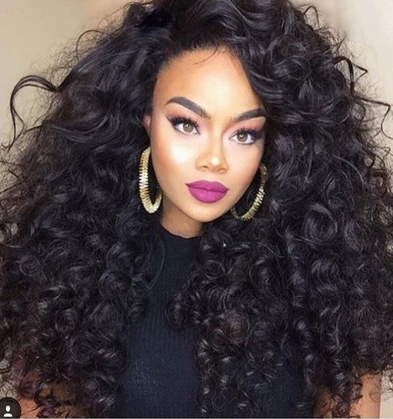 

300 high density deep curly lace front wigs glueless full lace front human hair wigs with baby hair for black women9037359, Black;brown