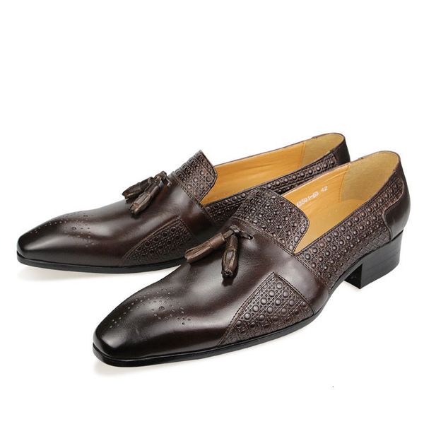 

dress shoes los zapatos de hombre genuine leather casual comfortable vintage onestep loafers wedding height increasing male 230814, Black