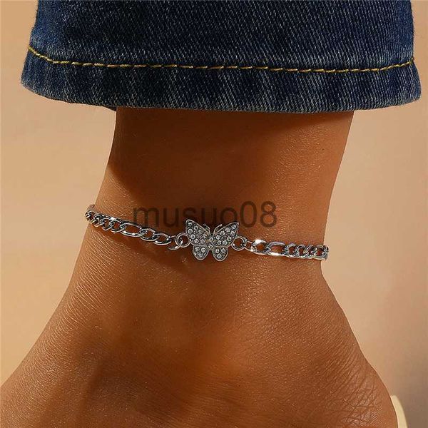 

anklets fashion bohemia butterfly anklet rhinestone chain foot chain jewelry for women summer beh anklet butterfly barefoot chain j230815, Red;blue