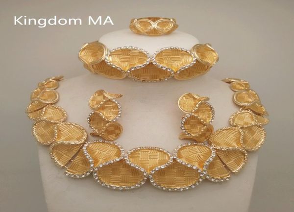 

kingdom ma dubai gold color sets nigerian wedding african crystal necklace bracelet earring ring big jewelry set c190415017959243, Silver