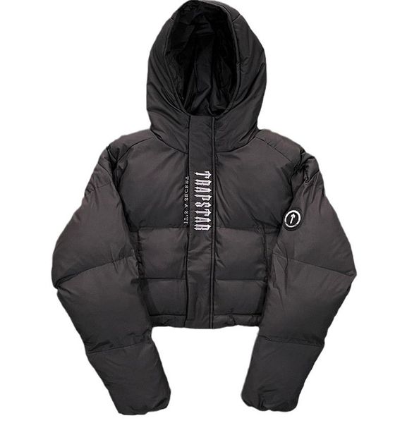 

men puffer jacket trapstar coats designer winter jacket with hat trap coat women vest size xs, Black