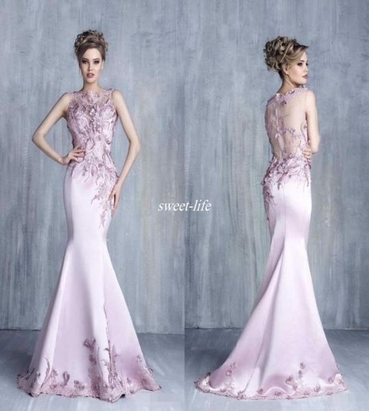 

tony chaaya 2020 evening dresses light purple satin beaded mermaid prom gowns sheer lace applique sleeveless jewel neck part4683657, Black;red