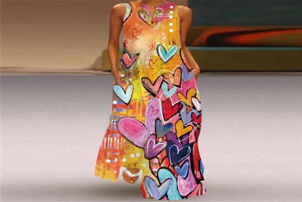 

casual dresses s5xl women039s summer dress 2021 printed floral maxi woman bohemian retro long sundress plus size clothing fema7480301, Black;gray