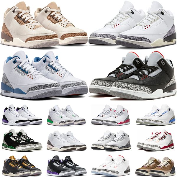 

men women jumpman 3 basketball shoes 3s palomino white cement fire red lucky green dark iris university blue cool grey mens trainers sneaker