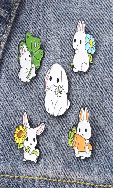 

kawaii rabbit animal cartoon enamel brooches pin for women fashion dress coat shirt demin metal funny brooch pins badges promotion5531365, Gray