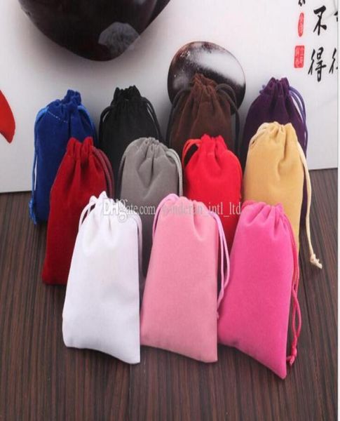 

912cm354472inchvelvet drawstring bag gift bag favor holders flocked phone bags jewelry pouches 100pcs whole1926522, Pink;blue