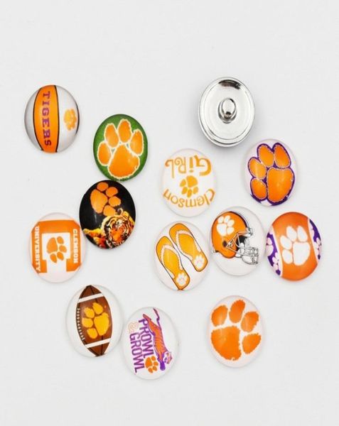 

clemson tigers snap buttons 18mm round glass college sports team snap charms snap accessories for necklace bracelet e5386689, Bronze;silver