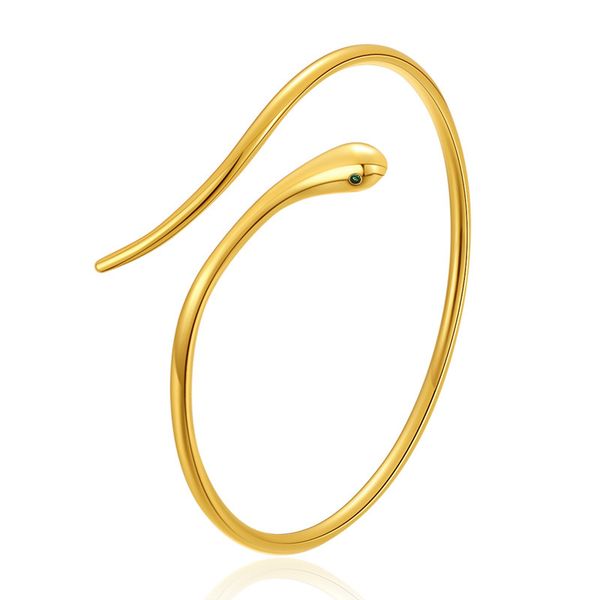 

animal element snake shaped bracelet with open snake design, light luxury and fashionable bracelet, brass plated with 18k real gold wholesal, Black