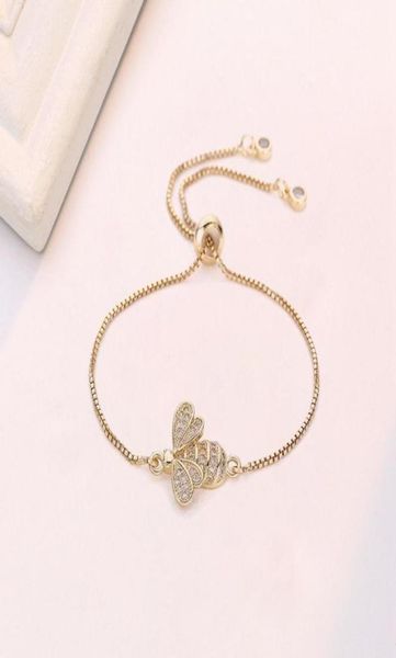 

charm bracelets cute cubic zirconia bee for women gold chain crystal bracelet adjustable animal femme jewelry1451361, Golden;silver