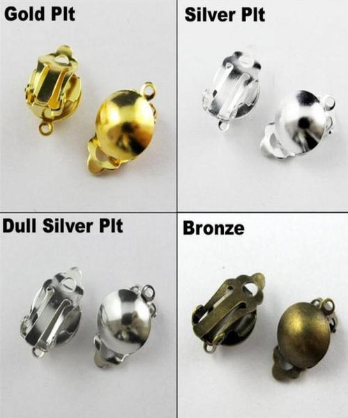 

100pclot round ball pad clip hook on earring findings goldsilverbronzedull silver plt9456419