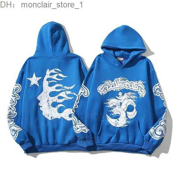 

hellstar hoodie men's sweatshirts high street hooded harajuku y2k stranger things lose warm pullover loose hip hop hoody spider hoodie, Black