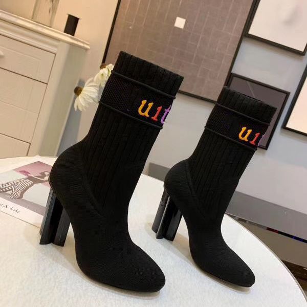 

designer heel boot women ankle sock booties winter luis fashion boot martin platform letter woman vuttonity fghfghvbn, Black
