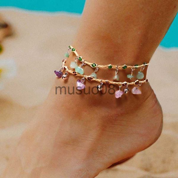 

anklets bohemian ethnic natural gravel anklets for women handmade braided adjustable beh shell anklets beh surfing foot jewelry gift j230815, Red;blue