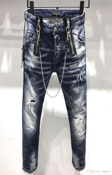 

d2 phantom turtle classic fashion man jeans hip hop rock moto mens casual design ripped jeans distressed skinny de ylc uareds 2s s9978910, Blue