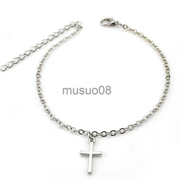 

anklets bohemia cross pendant ankle brelet fashion foot jewelry for women summer beh party cessory stainless steel anklet j230815, Red;blue