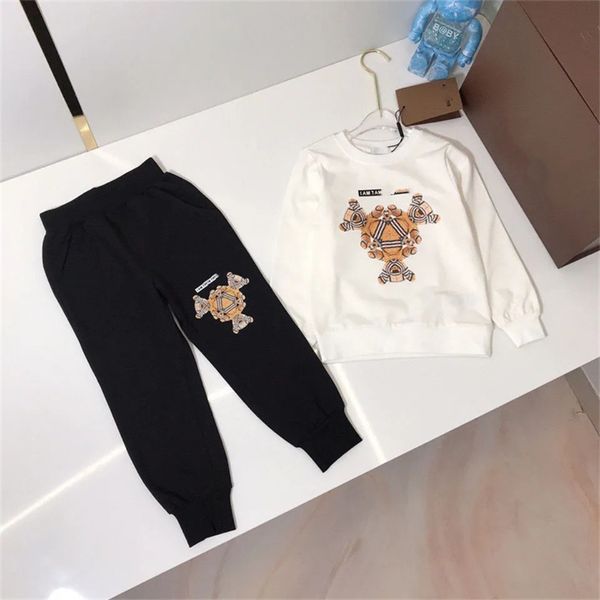 

baby girls boys clothing sets children casual clothes 2023 spring kids vacation outfits fall cartoon long sleeve t shirt pants 100cm-160cm j, White