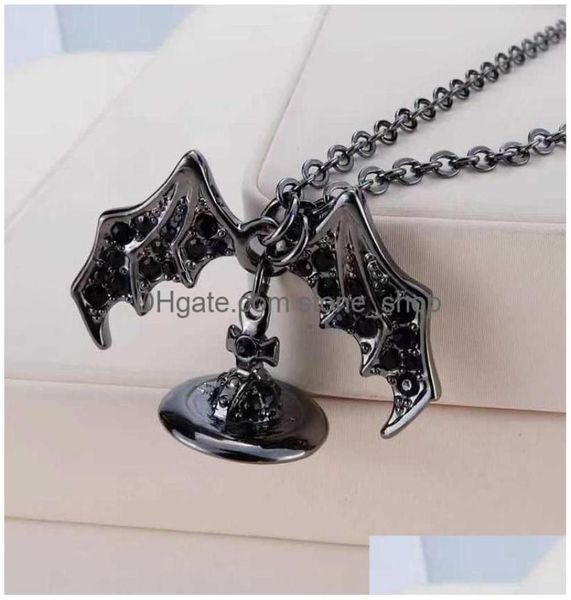 

pendant necklaces designer necklace black bat wing demon punk fashion drop delivery jewelry pendants dhjiw2359947, Silver
