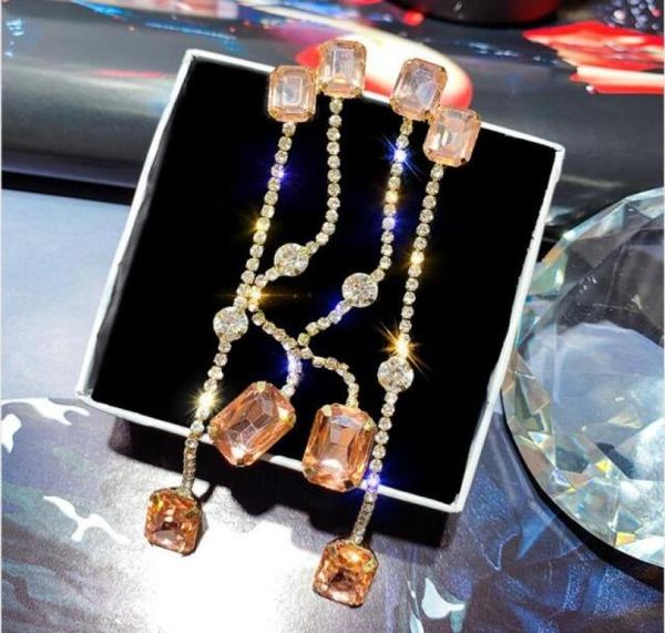 

whole rhombus alloy rhinestone creative earrings 2019 new s925 silver needle european and american earrings3408564