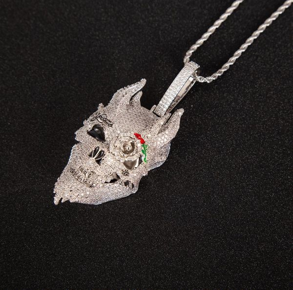 

iced out men big skull pendant cubic zircon gold silver color plated hip hop necklace rock jewelry5834813
