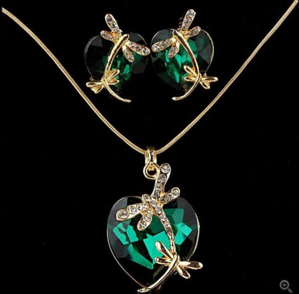 

newly women 14k gold filled austrian crystal animal pendant four colors necklace earrings party new jewelry sets99657503295137, Silver