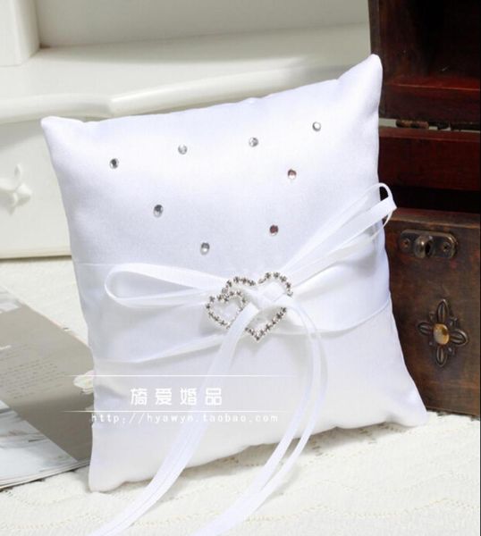 

ribbon white rhinestone crystal hear style ring pillows romantic wedding bridal and groom pillows for ring1546449