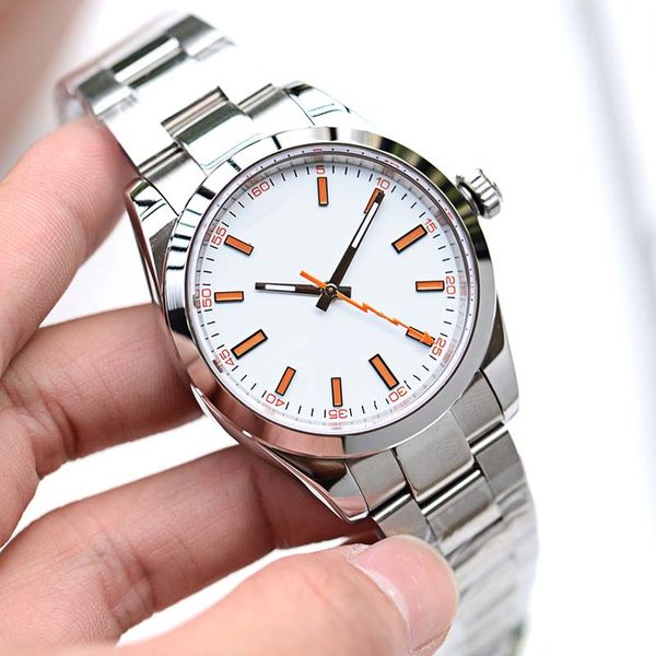 

luxury men's air king mens watch new full condition black dial 40mm automatic mechanical movement water resistant watch orologio montre, Slivery;brown
