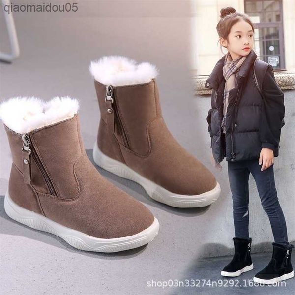 

boots boots winter thickened waterproof antislip children' cotton girls' snow warm fur shoes for kids ankle sneaker 220924 z23081, Black;grey