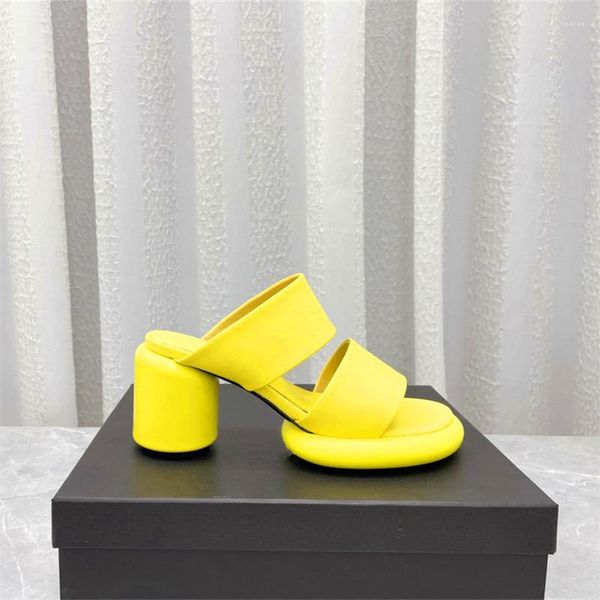 

slippers round toe cylindrical waterproof platform design ladies summer thick heel high fashion party, Black