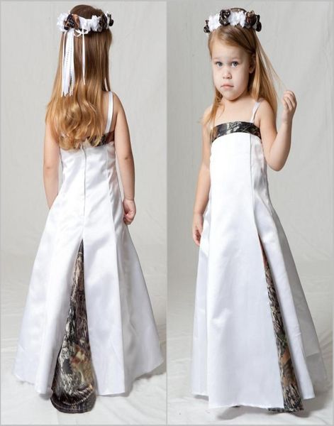 

lovely realtree camo flower girl dresses for wedding party forest themed flower girl wear thin strap custom made kids pageant gown2170764, White;blue