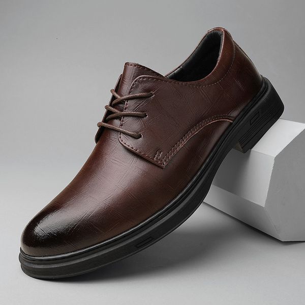 

dress shoes leisure leather men oxford black brown formal footwear lace up wedding party shoe casual man business sneakers 230814