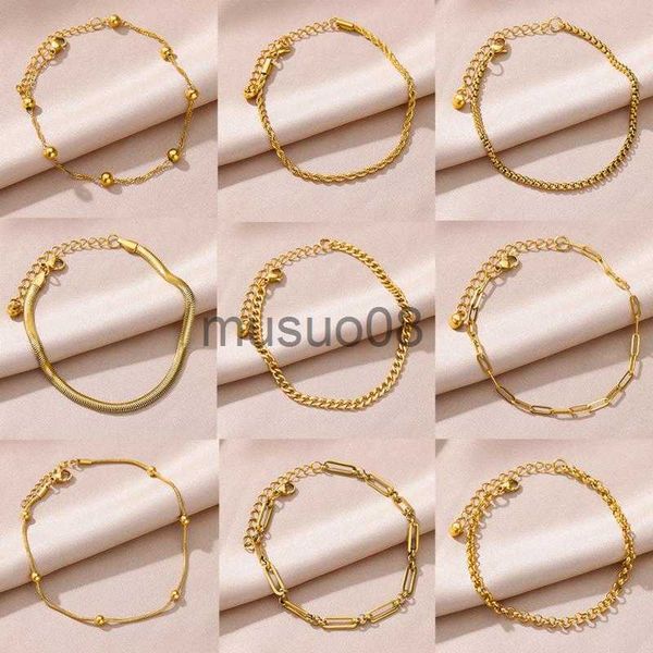 

anklets anklets for women stainless steel gold color chain anklet female summer beh cessories foot leg brelets fashion jewelry j230815, Red;blue