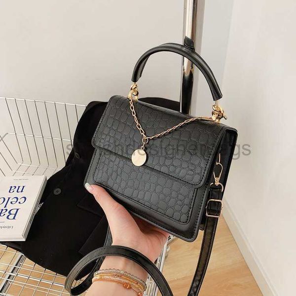 

this year's popular solid color chain crocodile pattern bag for women new trend fashion crossbody one small square bagstylishdesignerba