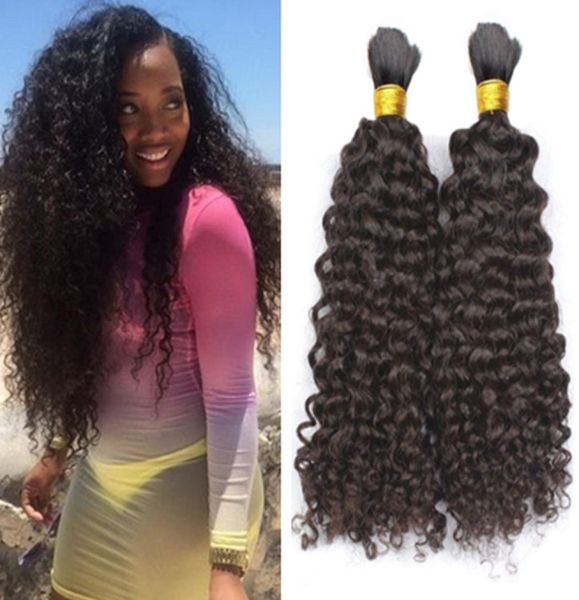 

mongolian afro kinky curly bulk hair for braiding unprocessed human hair bulks6381526, Black